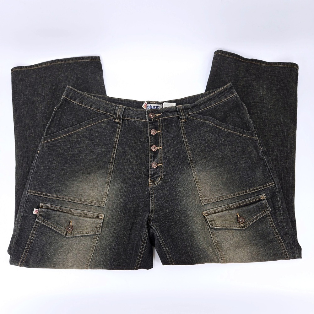 Plugg Vintage Y2K Women's Baggy Wide Leg Cargo Jeans 20W 22W Whimsigoth